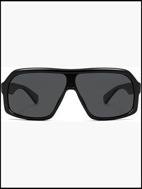 Oversized Aviator Polarized Sunglasses, Large Shield Square Frame